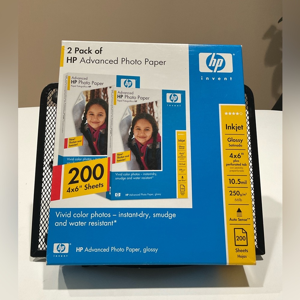 🪴🪴🪴NWT 2 Pack of HP Advanced Photo Paper, 200 Glossy Sheets of 4”x 6”